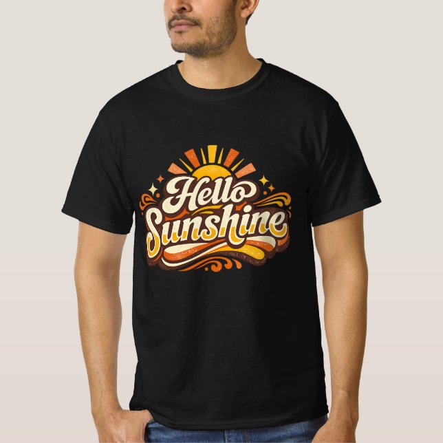 Hello Sunshine Retro Summer Vibes T-Shirt (Front)