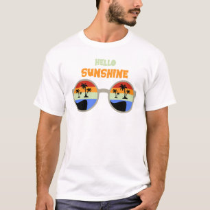 Hello Sunshine Retro Sunglasses Tropical Beach T-Shirt