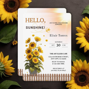 Hello Sunshine Sunflower Garden Baby Shower Invitation