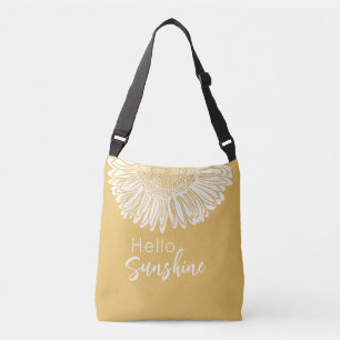 Hello Sunshine Sunflower Illustration – Cheerful Crossbody Bag