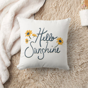 Hello Sunshine Sweet Daisy Flowers Stems Dots Cushion