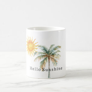 Hello Sunshine Tropical Palm Tree Coffee Mug