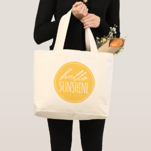 Hello Sunshine Typography Yellow Sun Tote Bag