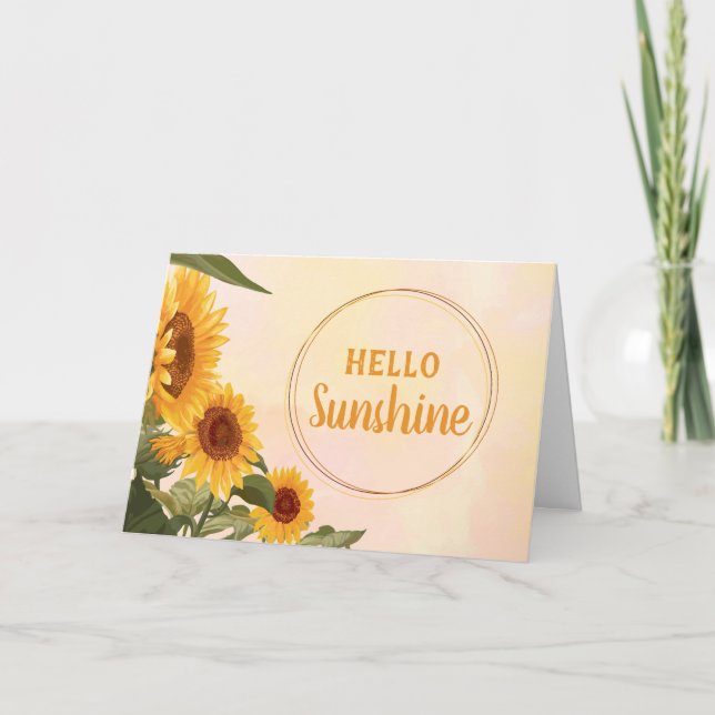 Hello Sunshine Watercolor Sunflower Notecards (Front)