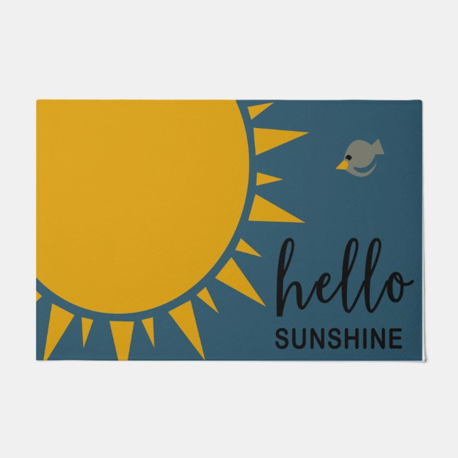Hello Sunshine Welcome Mat, Summer Housewarming Doormat (Front)
