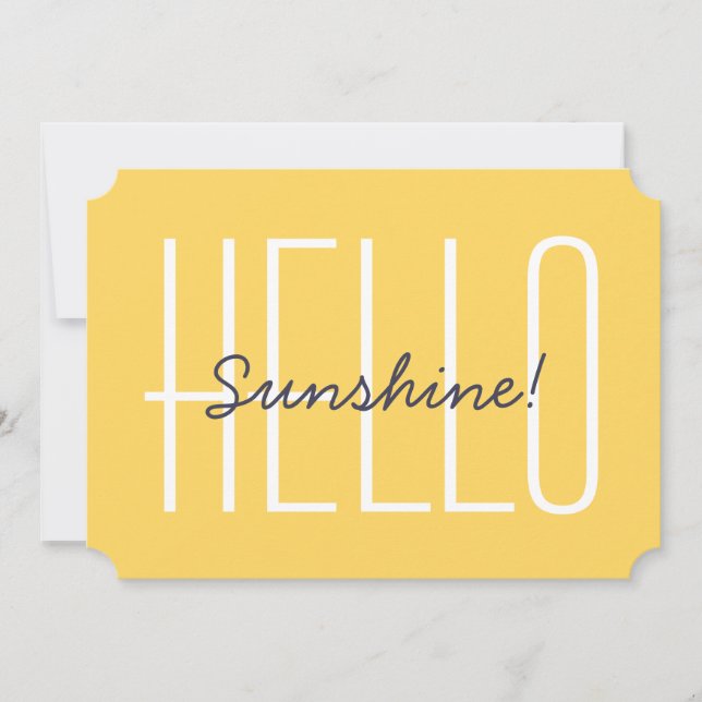Hello Sunshine Yellow Happy Cute Typography Card (Front)