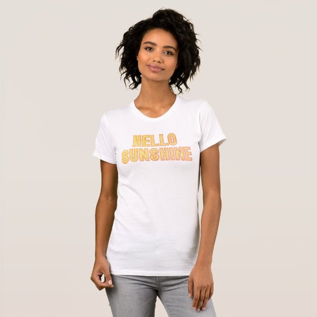 Hello Sunshine Yellow Orange Pink Retro Style Tee (Front Full)