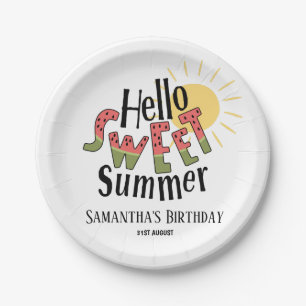 Hello Sweet Summer Watermelon Pool Party Bday Paper Plate