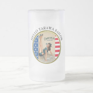 HELLO TARAWA SAILOR FROSTED GLASS BEER MUG