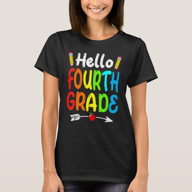 Hello Team 4th Grade  Back To School Squad Vibes T-Shirt (Front)