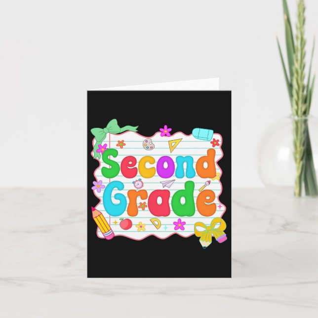 Hello Team Second Grade Back To School Shirt Schoo Card (Front)