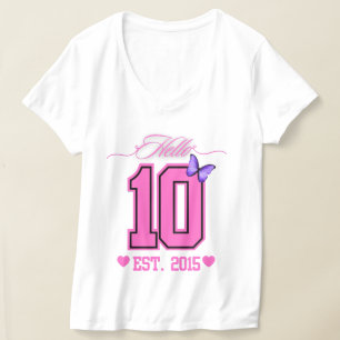 Hello Ten Digits Cute Coquette 10th Birthday Girl T-Shirt