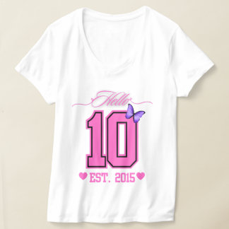 Hello Ten Digits Cute Coquette 10th Birthday Girl T-Shirt