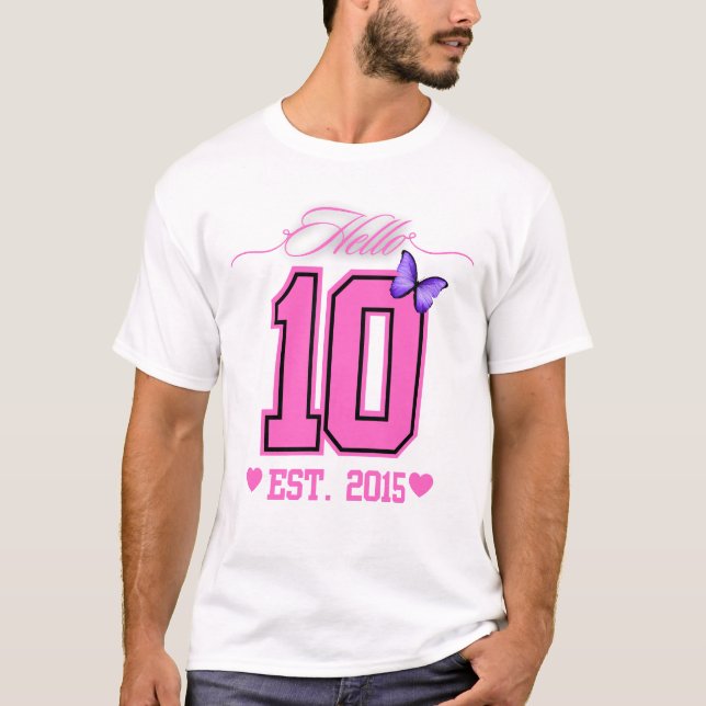 Hello Ten Digits Cute Coquette 10th Birthday Girl T-Shirt (Front)