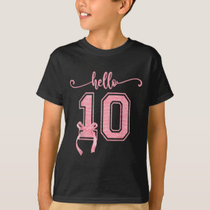 Hello Ten Double Digits Cute Coquette Bow 10th Bir T-Shirt
