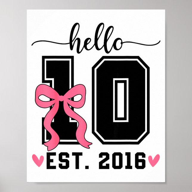 Hello ten est 2016 bow 10th birthday double digits poster (Front)