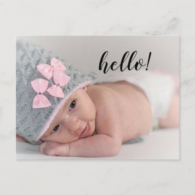 Hello Thank You Birth Announcement Postcard (Front)