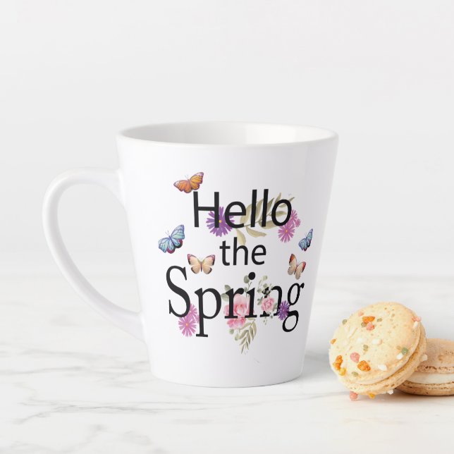 Hello The Spring Flower Latte Mug (In Situ)