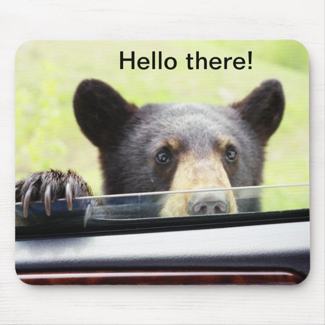 "Hello there!" Black Bear Mousepad (Front)