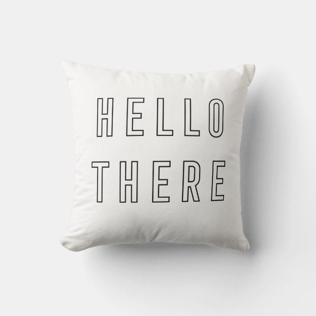 Hello There Minimalist Outline Lettering Cushion (Front)