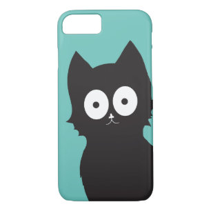 Hello There! Teal Black Kitty Silhouette iPhone 8/7 Case