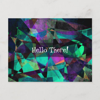 "Hello There!" w/ Angular, Colourful Abstract Art Postcard