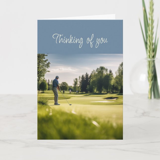 Hello Thinking of You  Golfer on Golf Course Card (Front)