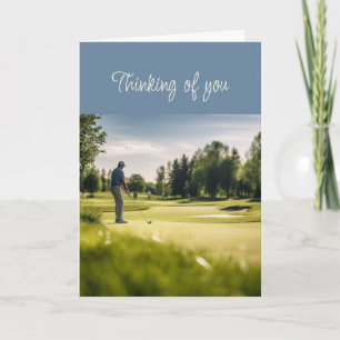 Hello Thinking of You  Golfer on Golf Course Card