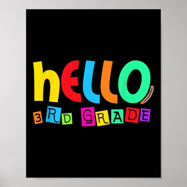 Hello Third 3rd Grade Back To School For Student B Poster (Front)