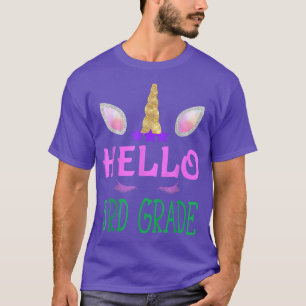 Hello Third 3rd Grade Unicorn Back To School Kids T-Shirt