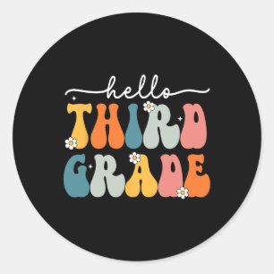 Hello Third Grade Back to School 3rd Grade Teacher Classic Round Sticker