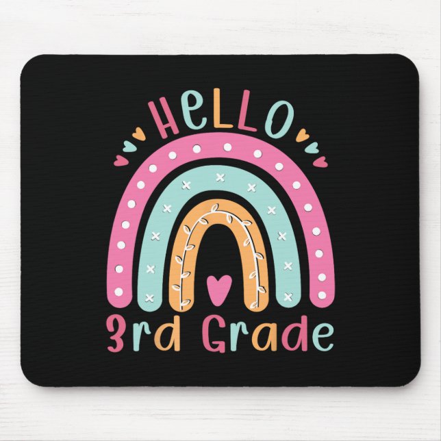 Hello Third Grade Back To School 3rd Grade Teacher Mouse Mat (Front)