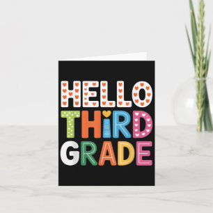Hello Third Grade Back To School Cute Colourful Card