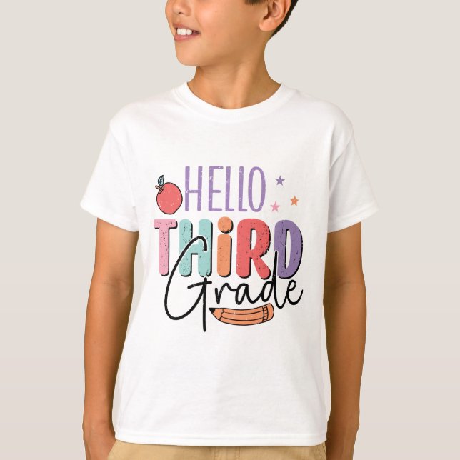 Hello Third Grade Back to School T-Shirt (Front)
