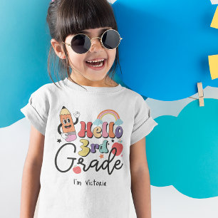 Hello Third Grade Colourful Elementary School Whit T-Shirt