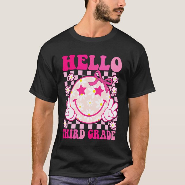 Hello Third Grade Coquette Bow Back To School 3rd  T-Shirt (Front)