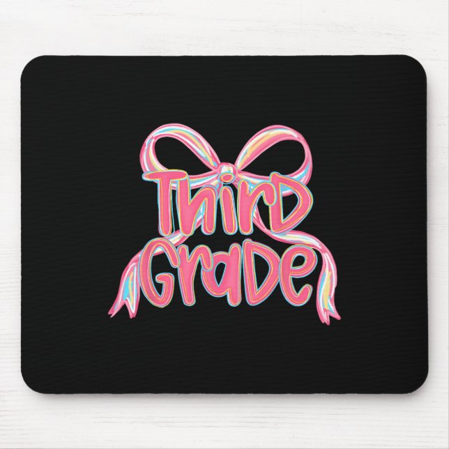 Hello Third Grade Coquette Bow Back To School Teac Mouse Mat (Front)