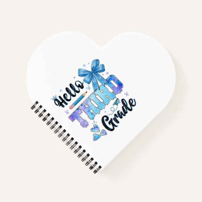 Hello Third Grade First Day of School Coquette  Notebook (Front)