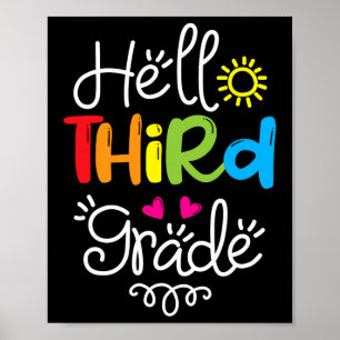 Hello Third Grade  Fun 3rd Grade Back to School Gi Poster