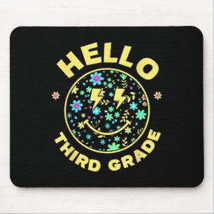 Hello Third Grade Happy Face 3rd Grade Squad Back Mouse Mat