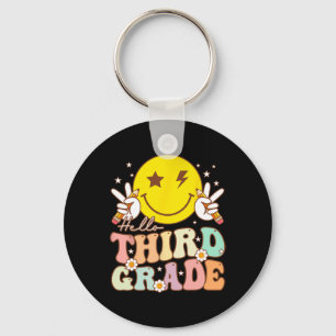 Hello Third Grade Hippie Smile Face 3rd Grade Byck Key Ring