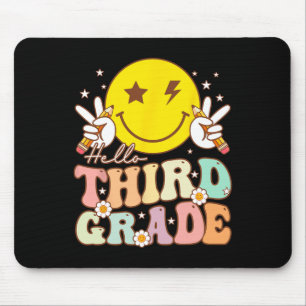 Hello Third Grade Hippie Smile Face 3rd Grade Byck Mouse Mat
