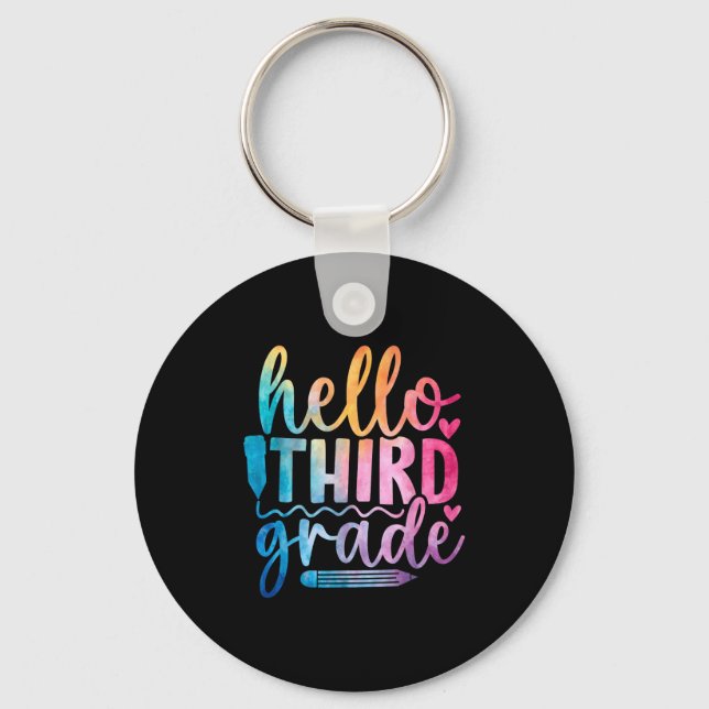 Hello Third Grade Kids First Days Of School  Key Ring (Front)