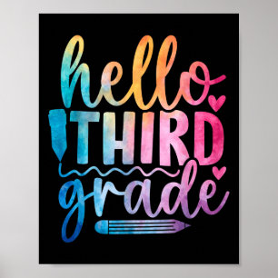 Hello Third Grade Kids First Days Of School  Poster
