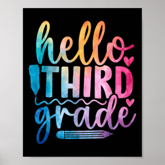 Hello Third Grade Kids First Days Of School  Poster