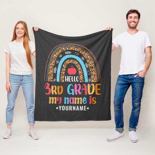 Hello Third Grade My Name is...Back to School Gift Fleece Blanket (In Situ)