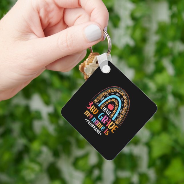 Hello Third Grade My Name is...Back to School Gift Key Ring (Hand)