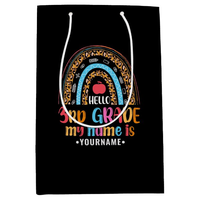 Hello Third Grade My Name is...Back to School Gift Medium Gift Bag (Front)