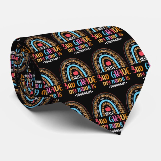 Hello Third Grade My Name is...Back to School Gift Tie (Rolled)