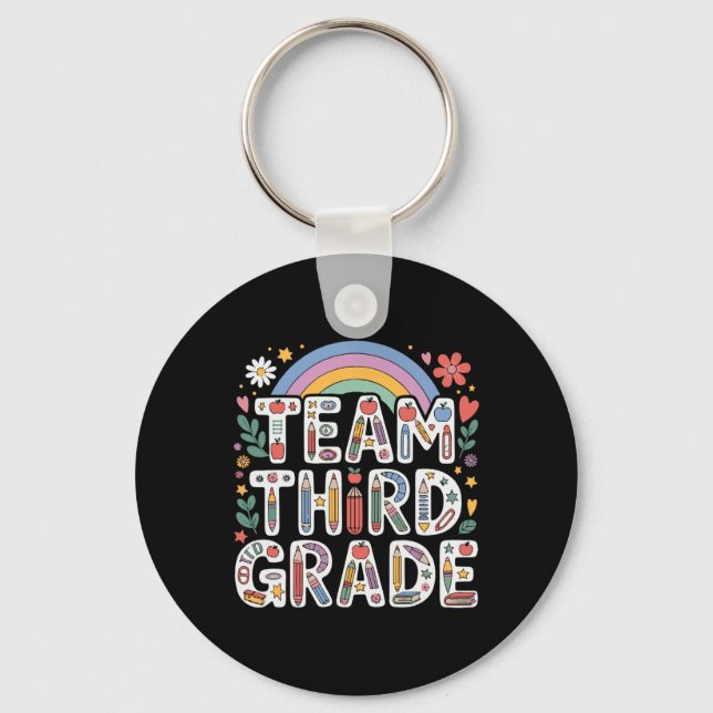 Hello Third Grade Rainbow Teacher Clroom Back To S Key Ring (Front)